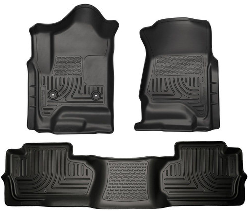 Floor Liner - WeatherBeater - Front / 2nd Row - Plastic - Black / Textured - Crew Cab - GM Fullsize Truck 2014-19 - Kit
