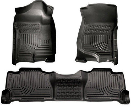 Floor Liner - WeatherBeater - Front / 2nd Row - Plastic - Black / Textured - Crew Cab - GM Fullsize SUV 2007-14 - Kit
