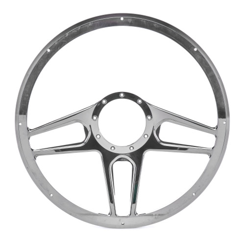 Steering Wheel - Tec 5 - 15.5 in Diameter - 2 in Dish - 6 Spoke - Milled Finger Notches - Aluminum - Black Anodized / Machined - Each