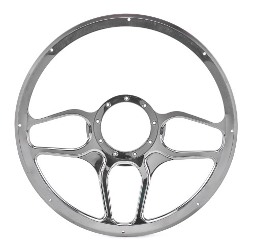 Steering Wheel - Win Lite - 15.5 in Diameter - 2 in Dish - 6 Spoke - Milled Finger Notches - Aluminum - Black Anodized / Machined - Each