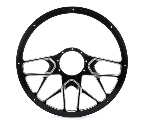 Steering Wheel - Redline - 15.5 in Diameter - 2 in Dish - 10 Spoke - Milled Finger Notches - Aluminum - Black Anodized / Machined - Each
