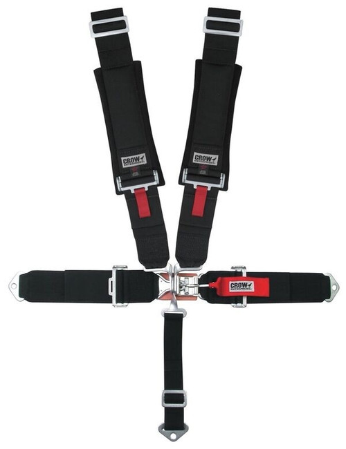 Harness - 5 Point - Latch and Link - SFI 16.1 - 50 in Length - Pull Down Adjust - Bolt-In - Individual Harness - Black - Kit