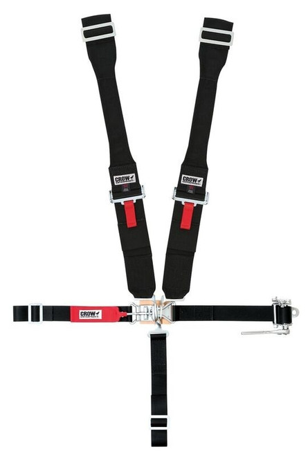 Harness - 5 Point - Latch and Link - SFI 16.1 - Pull Down / Ratchet Adjust - Wrap Around - Individual Harness - Black Hardware - Black - Kit