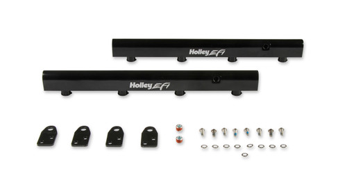 Fuel Rail - Hi-Flow - 8 AN Female Inlet - 8 AN Female Outlet - 1/8 in Gauge Port - Brackets / Hardware - Aluminum - Black Anodized - Ford Coyote - Kit Fuel Rail - Hi-Flow - 8 AN Female Inlet - 8 AN Female Outlet - 1/8 in Gauge Port - Brackets / Hardware - Aluminum - Black Anodized - Ford Coyote - Kit
