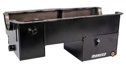 Engine Oil Pan - Street / Strip - Rear Sump - 7 qt - 9 in Deep - Clears 4-Bolt Caps - Steel - Black Powder Coat - Small Block Ford - Each