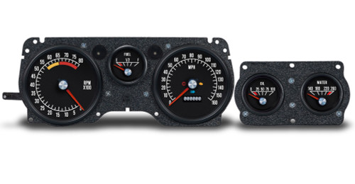 Gauge Kit - Retro-Series - Fuel Level / Oil Pressure / Speedometer / Tachometer / Voltmeter / Water Temperature - Black Face - GM F-Body 1970-81 - Kit