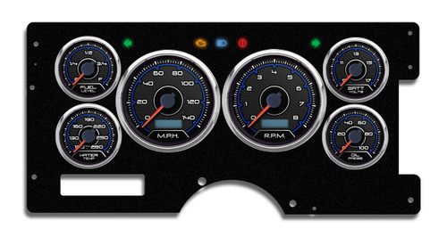 Gauge Kit - CFR Blue - Analog - Fuel Level / Oil Pressure / Water Temperature / Voltmeter / Tachometer / Speedometer - Black / Blue Face - GM Fullsize Truck 1988-94 - Kit