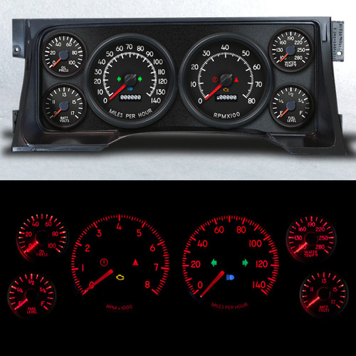 Gauge Kit - Aviator - Analog - Fuel Level / Oil Pressure / Water Temperature / Voltmeter / Tachometer / Speedometer - Black Face - GM Fullsize Truck 1995-98 - Kit