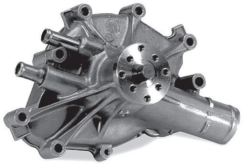 Water Pump - Mechanical - Stage 1 - Reverse Rotation - 5/8 in Pilot - Aluminum - Natural - Small Block Ford - Each