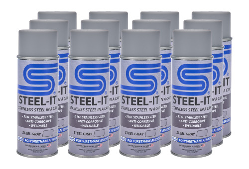 Paint - Stainless Steel in a Can - Urethane - Weldable - Non-Corrosive - Steel Gray - 12 oz Aerosol - Set of 12