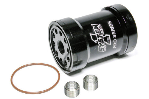 Oil Filter - Canister - Screw-On - 5.75 in Tall - 1-12 in Thread - 75 Micron Replaceable Element - Aluminum - Black Anodized - Universal - Each