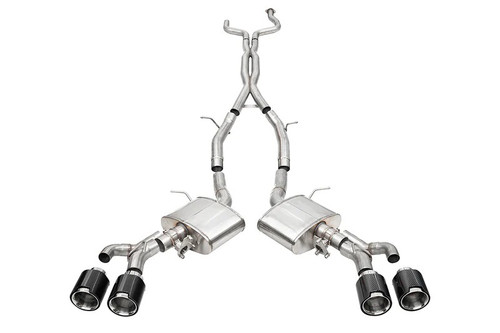 Exhaust System - Xtreme - Cat-Back - 3 in Diameter - 4.5 in Carbon Fiber Tips - Stainless - Natural - Cadillac CT4-V 2024 - Kit
