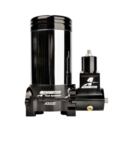Fuel Pump - A3000 - Electric - In-Line - 6.8 gpm at 5 psi - 12 AN Female O-Ring Inlet - 10 AN Female O-Ring Outlet - Black - 5 psi Regulator - E85 / Gas - Each Fuel Pump - A3000 - Electric - In-Line - 6.8 gpm at 5 psi - 12 AN Female O-Ring Inlet - 10 AN Female O-Ring Outlet - Black - 5 psi Regulator - E85 / Gas - Each