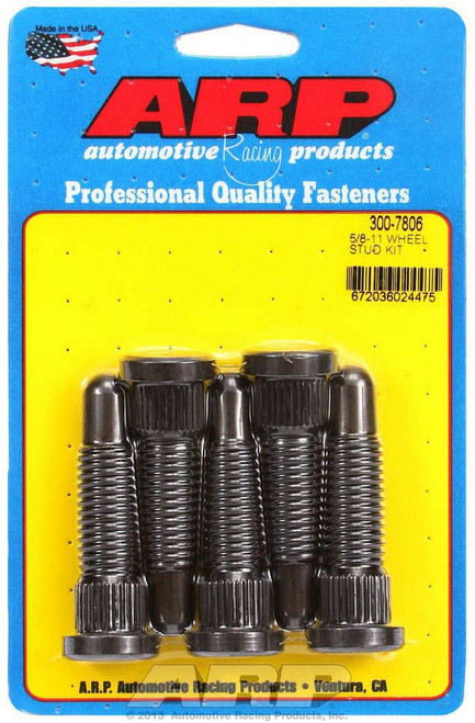 Wheel Stud - Speed Stud - 5/8-11 in Thread - 2.650 in Long - 0.685 in Knurl - Chromoly - Black Oxide - Set of 5