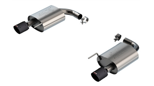 Exhaust System - ATAK - Axle-Back - 2.5 in Diameter - Dual 3 in Rear Exit - 4 in Carbon Fiber Tips - Stainless - Natural - Ford Coyote - Ford Mustang 2024 - Kit