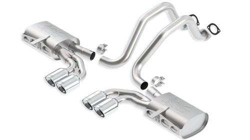 Exhaust System - ATAK - Cat-Back - 2.5 in Diameter - Dual Center Exit - Quad 4.25 in Polished Tips - Stainless - Natural - GM LS-Series - Chevy Corvette 1997-2004 - Kit