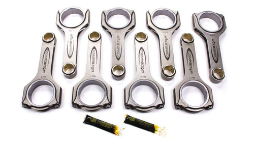 Connecting Rod - Compstar - H Beam - 6.200 in Long - Bushed - 7/16 in Cap Screws - ARP2000 Bolt - Forged - Steel - Small Block Chevy - Set of 8