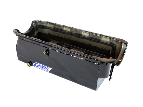 Engine Oil Pan - Marine - Full Sump - 9 qt - 8 in Deep - Steel - Black Powder Coat - 2-Piece Seal - Big Block Chevy - Each Engine Oil Pan - Marine - Full Sump - 9 qt - 8 in Deep - Steel - Black Powder Coat - 2-Piece Seal - Big Block Chevy - Each