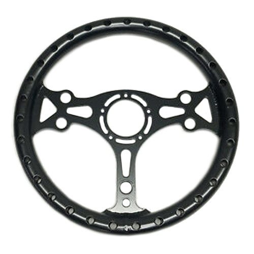 Steering Wheel - Lightweight - 13 in Diameter - 0.5 in Dish - 3-Spoke - Aluminum - Black Powder Coat - Each