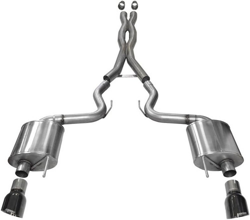 Exhaust System - Sport - Axle-Back - 3 in Diameter - 4.5 in Tips - Stainless - Black Pro-Series Tips - Ford Coyote - Ford Mustang 2015-17 - Kit Exhaust System - Sport - Axle-Back - 3 in Diameter - 4.5 in Tips - Stainless - Black Pro-Series Tips - Ford Coyote - Ford Mustang 2015-17 - Kit