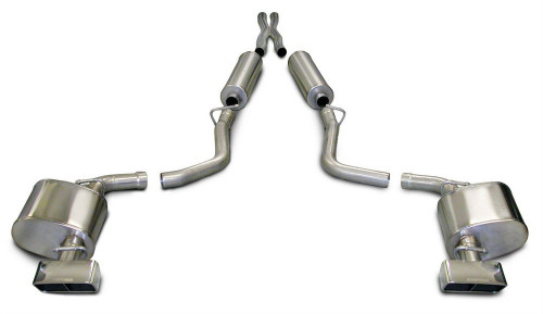 Exhaust System - Xtreme - Cat-Back - 2.5 in Diameter - Rectangle Tips - Stainless - Natural - Mopar Gen III Hemi - Mopar LC-Body 2009-10 - Kit