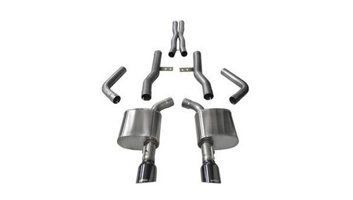 Exhaust System - Xtreme - Cat-Back - 2.75 in Diameter - Dual 4.5 in Single Tips - Stainless - Black Pro-Series Tips - 6.4 L - Mopar V8 - SRT 392 / R/T SCAT PACK / SRT Hellcat - Dodge Charger 2015-22 - Kit