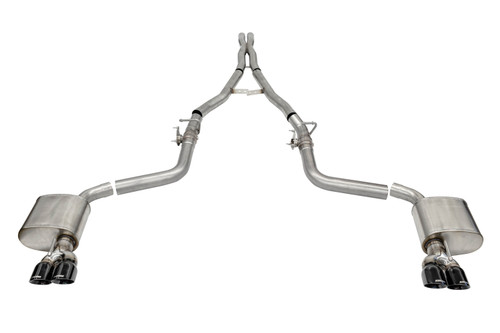 Exhaust System - Xtreme - Cat-Back - 2.75 in Diameter - Dual Rear Exit - Dual 3.5 in Black Tips - Stainless - Natural - Mopar Gen III Hemi - Dodge Challenger 2015-22 - Kit