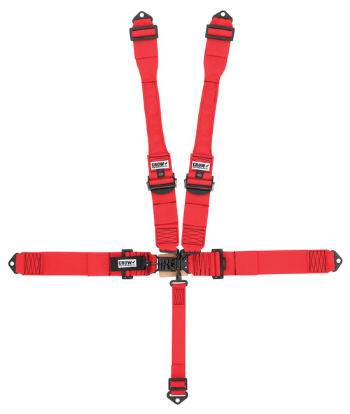 Harness - 5 Point - Latch and Link - SFI 16.1 - 52 in Length - Pull Down Adjust - Bolt-In / Wrap Around - Individual Harness - Black Hardware - HANS Ready - Red - Kit Harness - 5 Point - Latch and Link - SFI 16.1 - 52 in Length - Pull Down Adjust - Bolt-In / Wrap Around - Individual Harness - Black Hardware - HANS Ready - Red - Kit