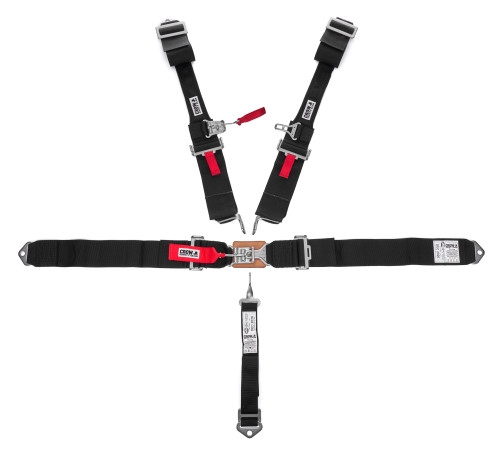Harness - 5 Point - Latch and Link - SFI 16.1 - 52 in Length - Pull Down Adjust - Bolt-In / Wrap Around - Individual Harness - Sternum Strap Included - Black Hardware - HANS Ready - Black - Kit