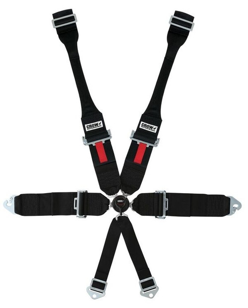Harness - Kam Lock - 6 Point - SFI 16.1 - 50 in Length - Pull Down Adjust - Clip-In / Wrap Around - Individual Harness - Black - Kit
