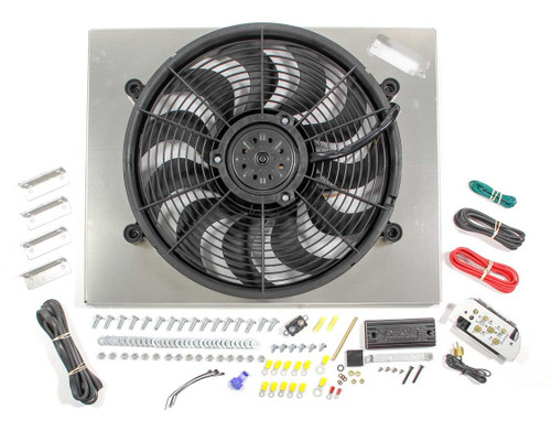Electric Cooling Fan - PWM HO RAD - 17 in Fan - Puller - 2400 CFM - 12V - Curved Blade - 22.25 x 17.625 in - 3 in Thick - Aluminum Shroud - Plastic - Kit