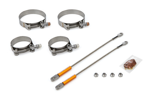 Collector Tethers - Premium - 10 in Cable - 2.125 in Primary Clamps - 3.5 in Collector Clamps - Lock Nuts Included - Orange Sleeve - Kit