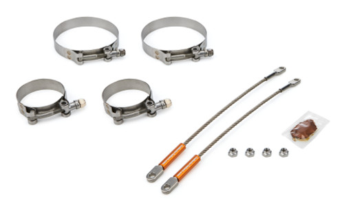 Collector Tethers - Premium - 10 in Cable - 2.375 in Primary Clamps - 4 in Collector Clamps - Lock Nuts Included - Orange Sleeve - Kit