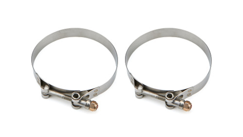 Hose Clamp - T-Bolt - 0.75 in Wide - 4.25 to 4.56 in Range - Stainless - Natural - Pair