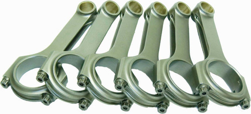 Connecting Rod - H Beam - 5.590 in Long - Bushed - 3/8 in Cap Screws - ARP2000 Bolt - Forged - Steel - Toyota Inline-6 - Set of 6