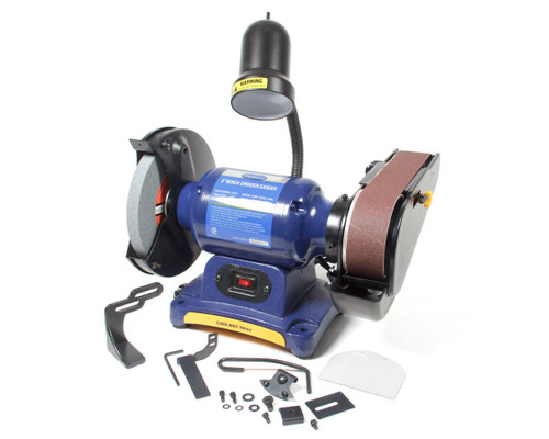 Bench Grinder and Belt Sander - 1/2 HP - 8 in Grinder - 2 x 28 Sanding Belt - Blue - Kit