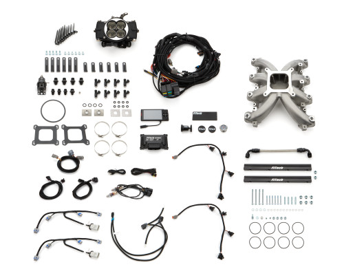 Fuel Injection - Retro - Multi Port - 55 lb/hr Injectors - Square Bore - Aluminum - Black Powder Coat - LS3 - GM LS-Series - Kit