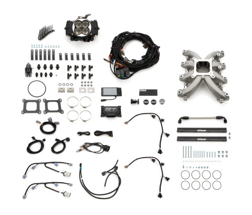 Fuel Injection - Retro - Multi Port - 55 lb/hr Injectors - Square Bore - Aluminum - Black Powder Coat - LS1 - GM LS-Series - Kit