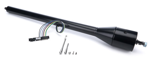 Steering Column - 2 in Tube - 35 in Length - Hazard / Turn Signal - Stainless - Black Powder Coat - GM Fullsize Truck 1967-72 - Each