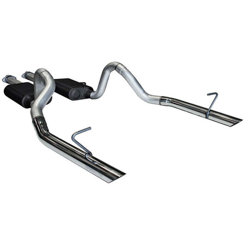 Exhaust System - American Thunder - Cat-Back - 2.5 in Diameter - Dual Rear Exit - 2.5 in Polished Tips - Steel - Aluminized - Small Block Ford - Ford Mustang 1987-93 - Kit