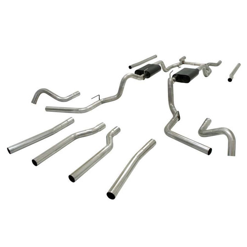Exhaust System - American Thunder - Header-Back - 2.5 in Tailpipe - 2.5 in Tips - Steel - Aluminized - GM Fullsize Truck 1967-72 - Kit