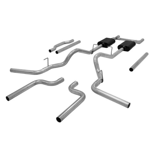 Exhaust System - American Thunder - Header-Back - 2.5 in Tailpipe - 2.5 in Tips - Steel - Aluminized - GM Fullsize Truck 1973-87 - Kit