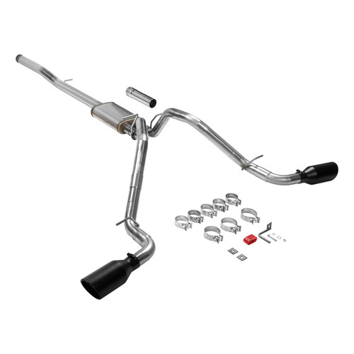 Exhaust System - FlowFX - Cat-Back - 2.5 in Tailpipe - 4.5 in Black Ceramic Tips - Stainless - Natural - 5.3 L - Crew Cab - GM Fullsize Truck 2014-18 - Kit