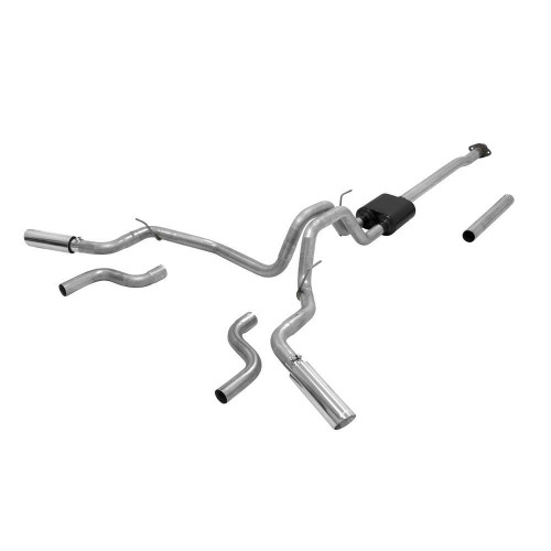 Exhaust System - American Thunder - Cat-Back - 2.5 in Tailpipe - 3.5 in Tips - Stainless - Natural - Ford Fullsize Truck 2015-20 - Kit