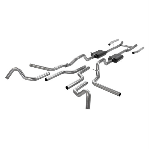 Exhaust System - American Thunder - Header-Back - 2.5 in Tailpipe - Stainless - Natural - Ford Fullsize Truck 1967-72 - Kit