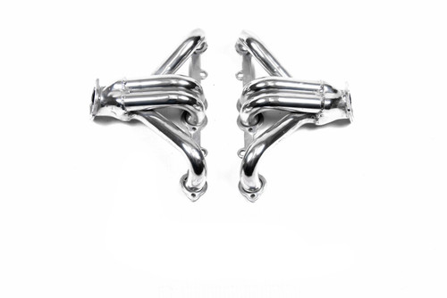 Headers - Block Hugger - 1.625 in Primary - 2.5 in Collector - Gaskets / Hardware Included - Steel - Metallic Ceramic - Small Block Chevy - Universal - Pair