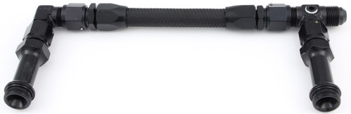 Carburetor Fuel Line - 8 AN Male Inlet - Dual 7/8-20 in Male Outlets - Braided Nylon Hose - Black - Holley 4150 - Kit