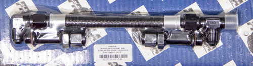 Carburetor Fuel Line - 8 AN Male Inlet - Dual 8 AN Male Outlets - Fittings Included - Stainless - Black - Holley 4500 - Kit