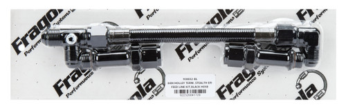 Carburetor Fuel Line - 8 AN Male Inlet - Dual 3/4-16 in Male O-Ring Outlets - Braided Nylon Hose - Aluminum - Black Anodized - Holley Terminator - Kit Carburetor Fuel Line - 8 AN Male Inlet - Dual 3/4-16 in Male O-Ring Outlets - Braided Nylon Hose - Aluminum - Black Anodized - Holley Terminator - Kit