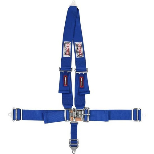 Harness - 5 Point - Latch and Link - SFI 16.1 - Pull Down Adjust - Bolt-In / Wrap Around - V-Type Harness - Blue - Kit